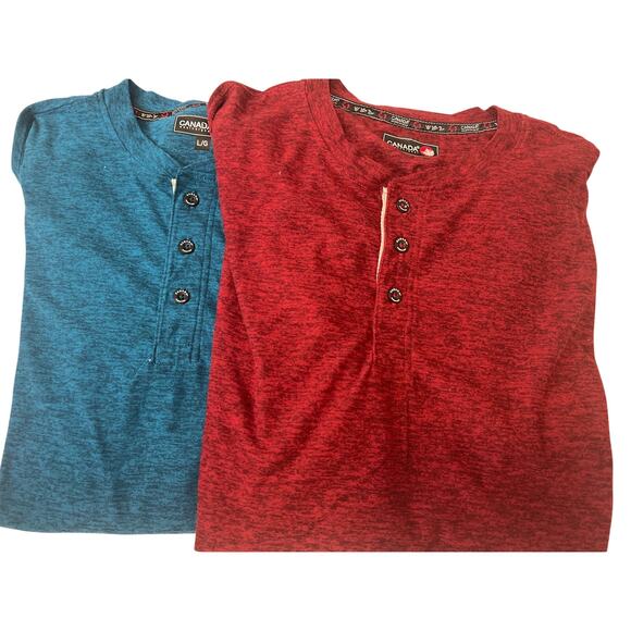 BUNDLE Canada Weather Gear Men Long Sleeve Two Tone Supreme Soft Henley Size L - Picture 1 of 8